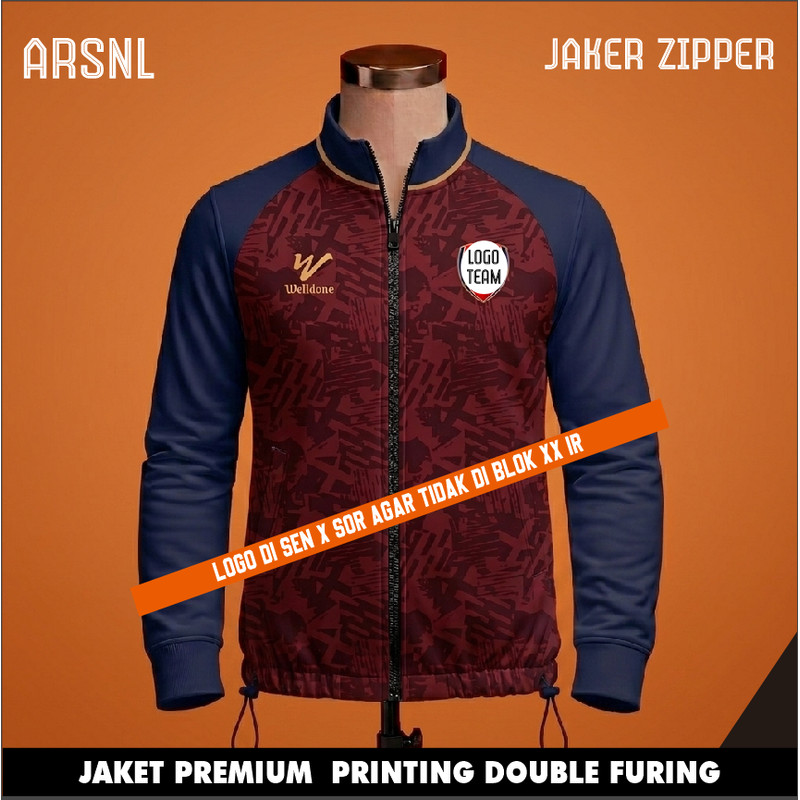 Noise ! JAKET ZIPPER Desain terbaru retro style berkerah satuan full printing JAKET LOTTO  Custom BU