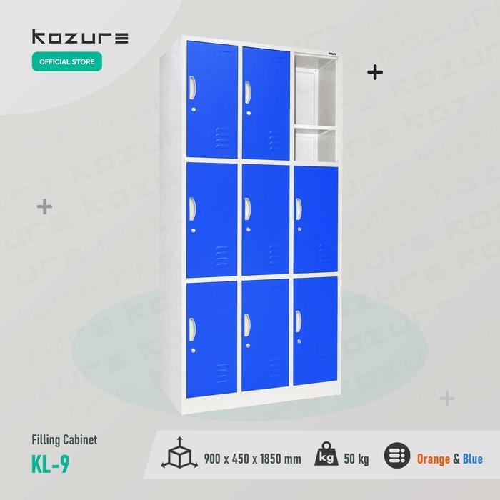 NEW PORODUK KOZURE LEMARI LOKER BESI 9 PINTU KL-9, FURNITURE ANTI AIR & JAMUR, WARNA CERAH BIRU &