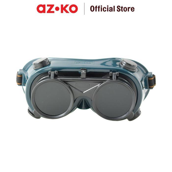 AZKO Krisbow Kacamata Pengaman Las Bulat Flip Up Kaca Las Kedok Las Pengaman Las Topeng Las