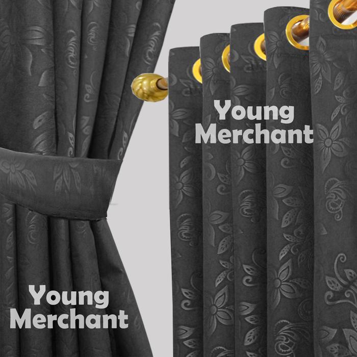 "New" Harga Murah Gorden Pintu Jendela Polos Embos Smokering Abu Coklat Biru Pink Ungu Putih