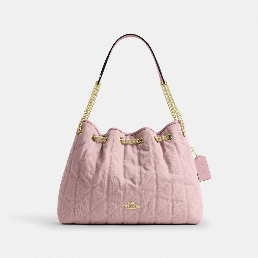 Coach Evelyn Shoulder Bag In Loved Denim With Quilting And Charm - Tas Bahu Wanita