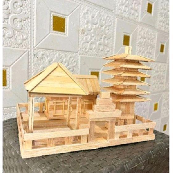 TERMURAH PROMO MINIATUR PRAKARYA KERAJINAN TANGAN RUMAH ADAT BALI DARI STIK ES KRIM CREAM PROMO