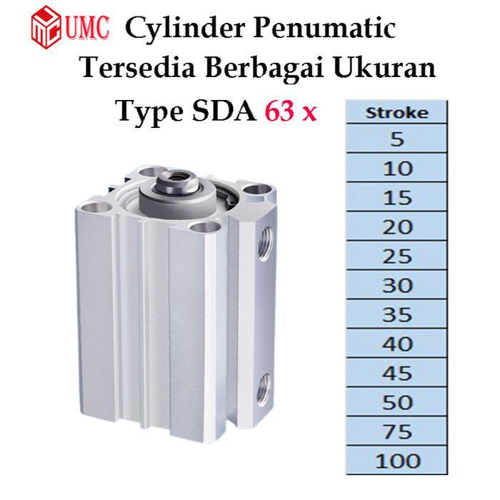 Cylinder Pneumatic Sda63 Compact Pneumatik Angin Air Silinder Sda 63