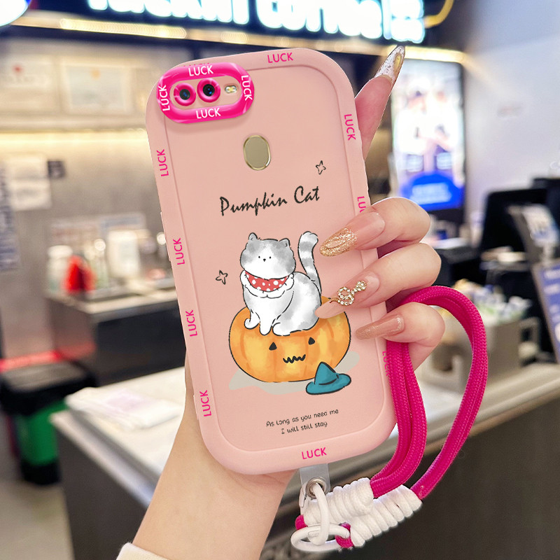 Casing Hp untuk OPPO A7 A5s A12 A12s A11K Case Casing HP Softcase silikon Kasing lanyard pribadi pen