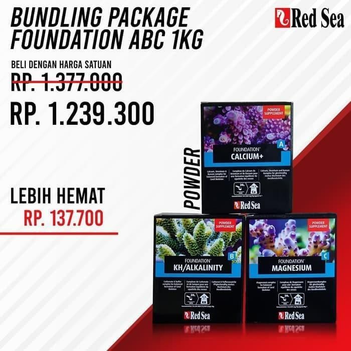 Red Sea Foundation Paket Suplemen Kalsium dan Alkalinitas untuk Akuarium Air Laut Bubuk 3x1kg Paket 