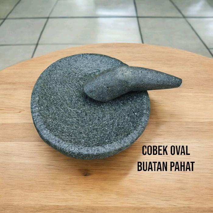 1 Set Cobek Oval Buatan Manual Cobek Batu Asli Lonjong Model Padang Terlaris Dan Termurah Best