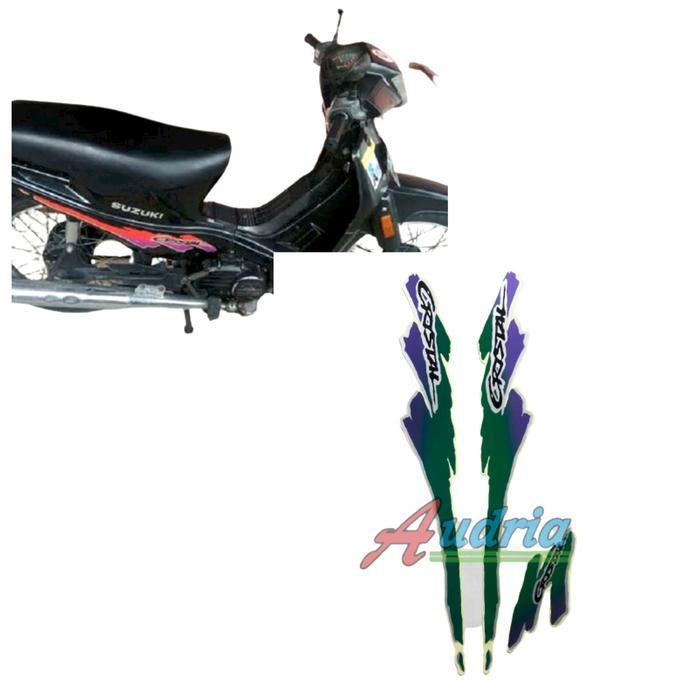 striping sticker motor suzuki crystal tune 1994 hijau