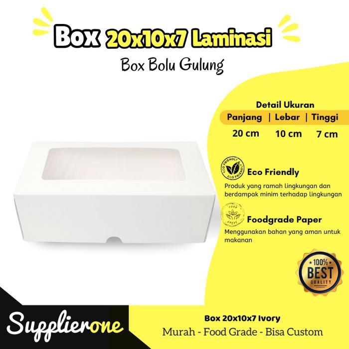 Dus 20x10x7 / dus kue / bolu / box kue / dus 20x10x7 laminasi / box putih / kue bolu gulung