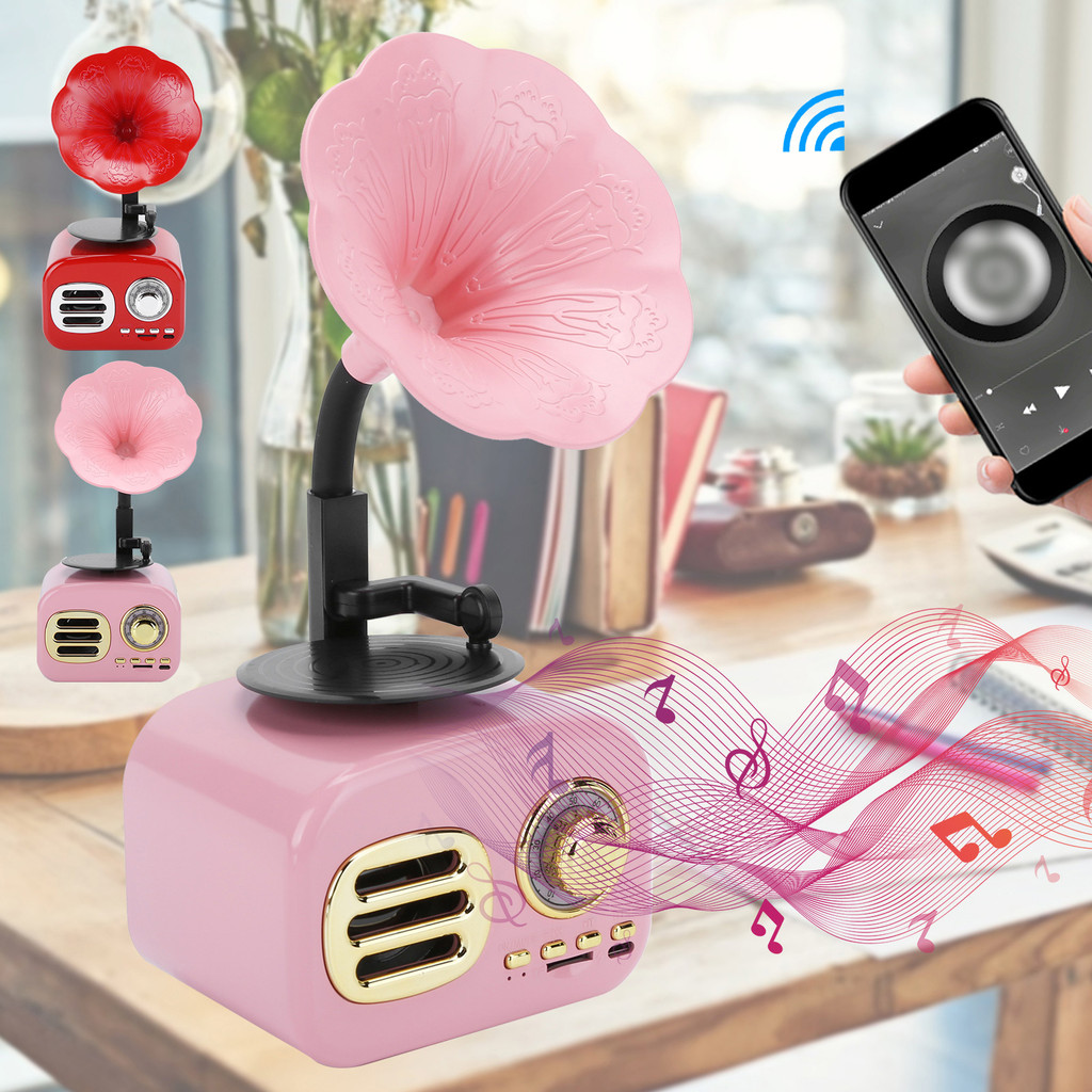 Portable Phonograph Vintage Retro Bluetooth Speaker Loudspeaker Box Equipment Accessory Bluetooth