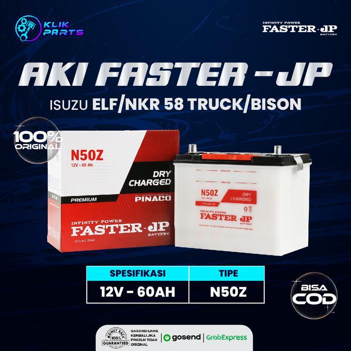 Aki Mobil Faster Jp N50Z 12V 60Ah Untuk Hino Truck Fm, Sg Series