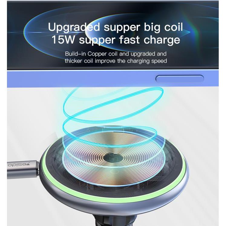 Promo Yesido Magsafe Magnetic Wireless Car Charger Phone Holder 15W Terlaris