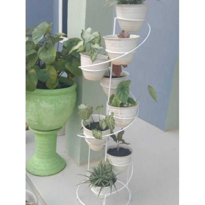 9 In 1 Standing Pot Melingkar Modern Minimalis / Standing Pot Bunga Besi Tiang / Rak Bunga Besi /