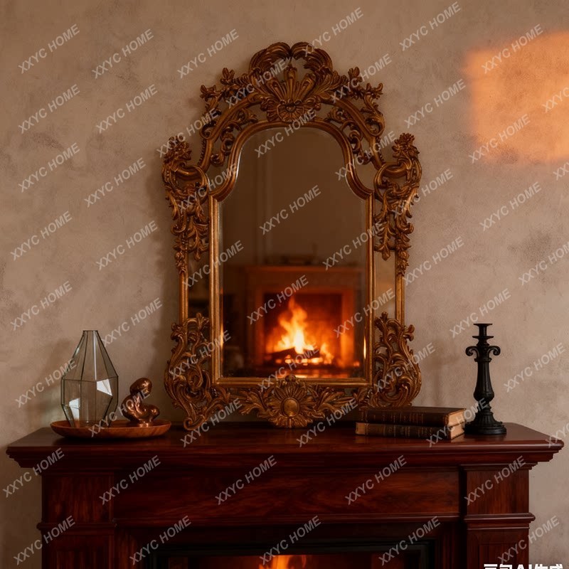 TT vanity mirror antique bedroom vanity mirror wall-mounted antique mirror desktop, European retro