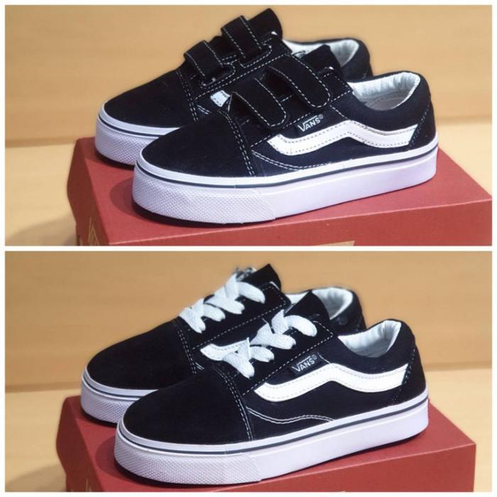 Premium Sepatu Vans Anak Laki Laki Oldskool Sepatu Sekolah Anak Vans Sepatu Hitam Premium High
