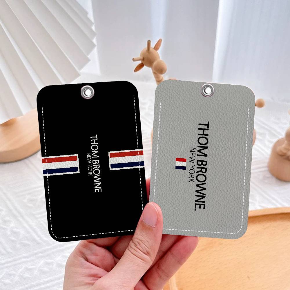 Fashion Brand T-Thom B-Brown Rectangle Keychain Card Holder, Badge Credit Card Holder, Student ID
