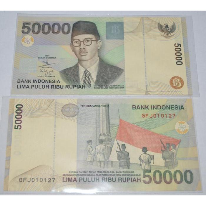 Promo Uang Lama Kuno 50.000 Rupiah 1999 Wr Soepratman Terlaris