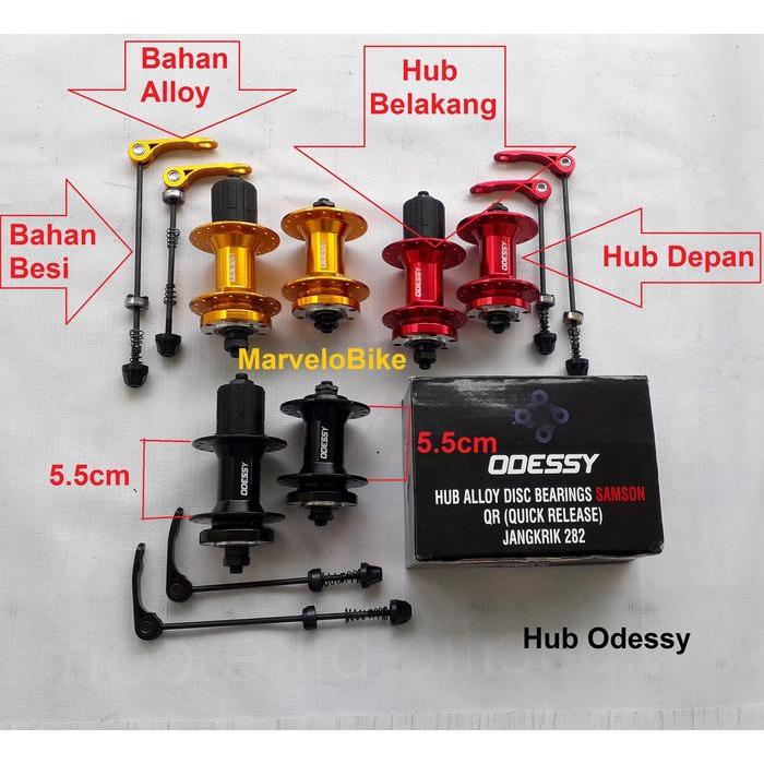 Hub Sepeda Odessy 32 Hole Bearing Alloy - Red / Gold