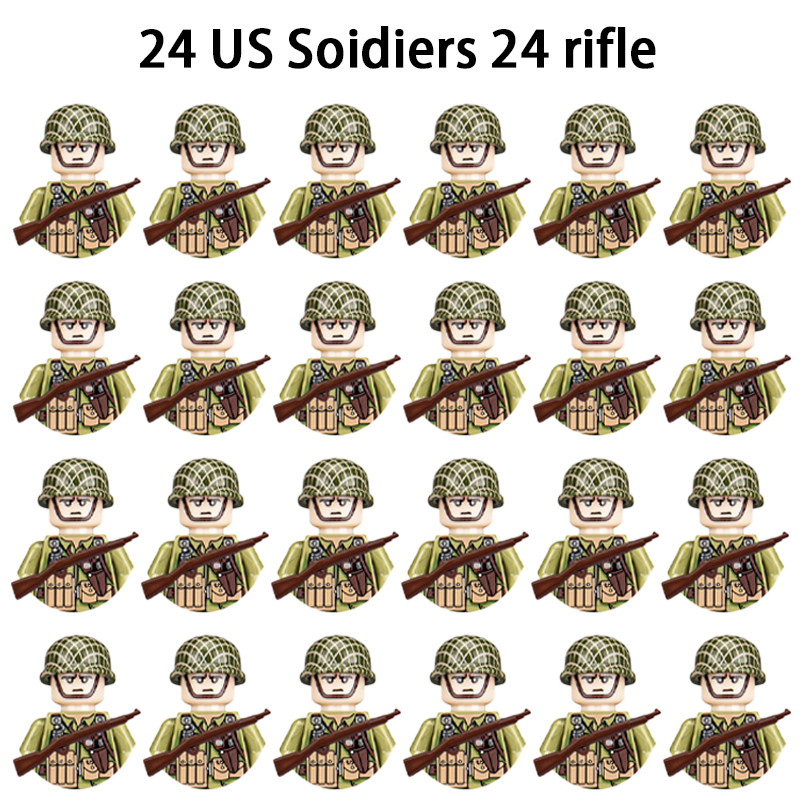 WWII Infantry Military Soldier War National Army Mini Gun armament Models Building Blocks Building