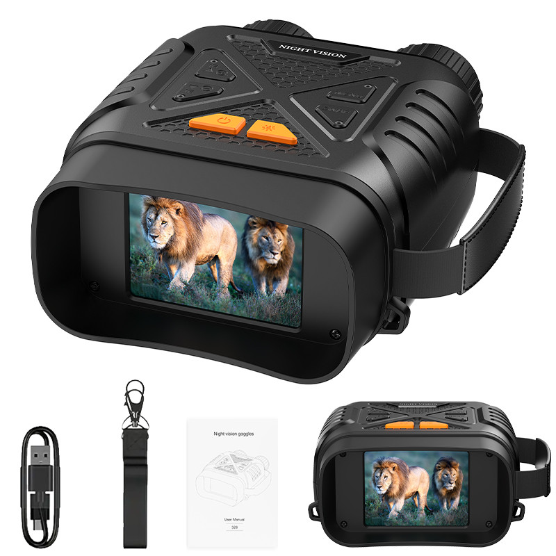 Kacamata Penglihatan Malam, Teropong, Layar HD 2,8 inci, Inframerah 5W, Teleskop Berburu, Zoom Digit