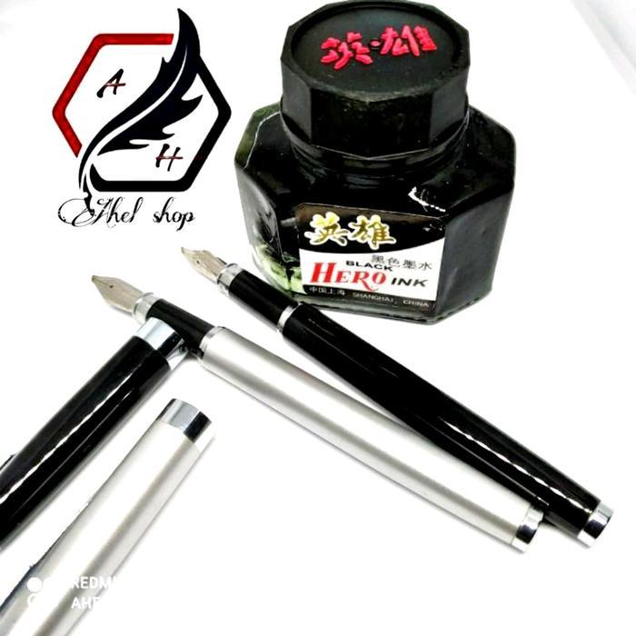 Fountain pen pena pulpen alat Kaligrafi bahan Logam Germany Nib 1,5 Mm tinta isi hero Tulis
