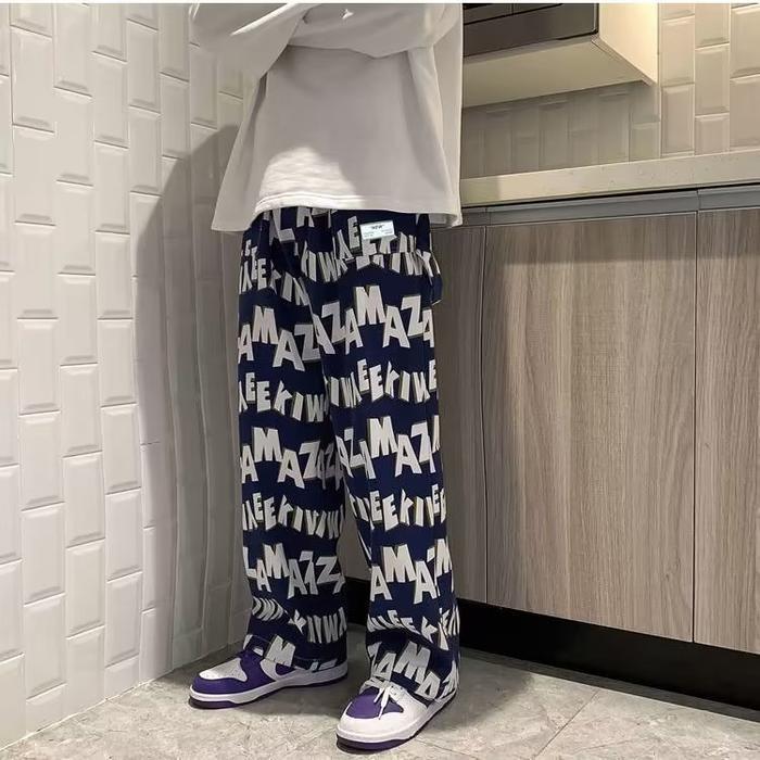 Celana Panjang Pria Celana Y2K Motif Celana Pria Korean Style Celana Baggy Pria Celana Hip Hop 2025