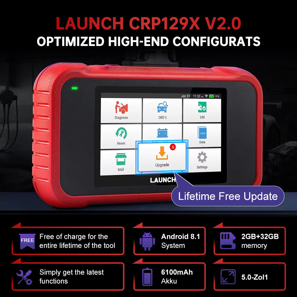 LAUNCH X431 CRP129X V2.0 OBD2 Scanner Automotive 4 System Diagnostic Tools OBD Code Reader DPF OIL