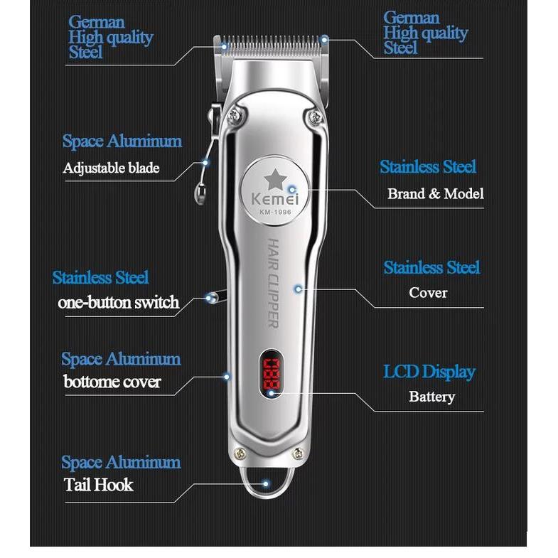 Alat Cukur Rambut Kemei 1996 Hair Clipper Cordless Electric KM-1996