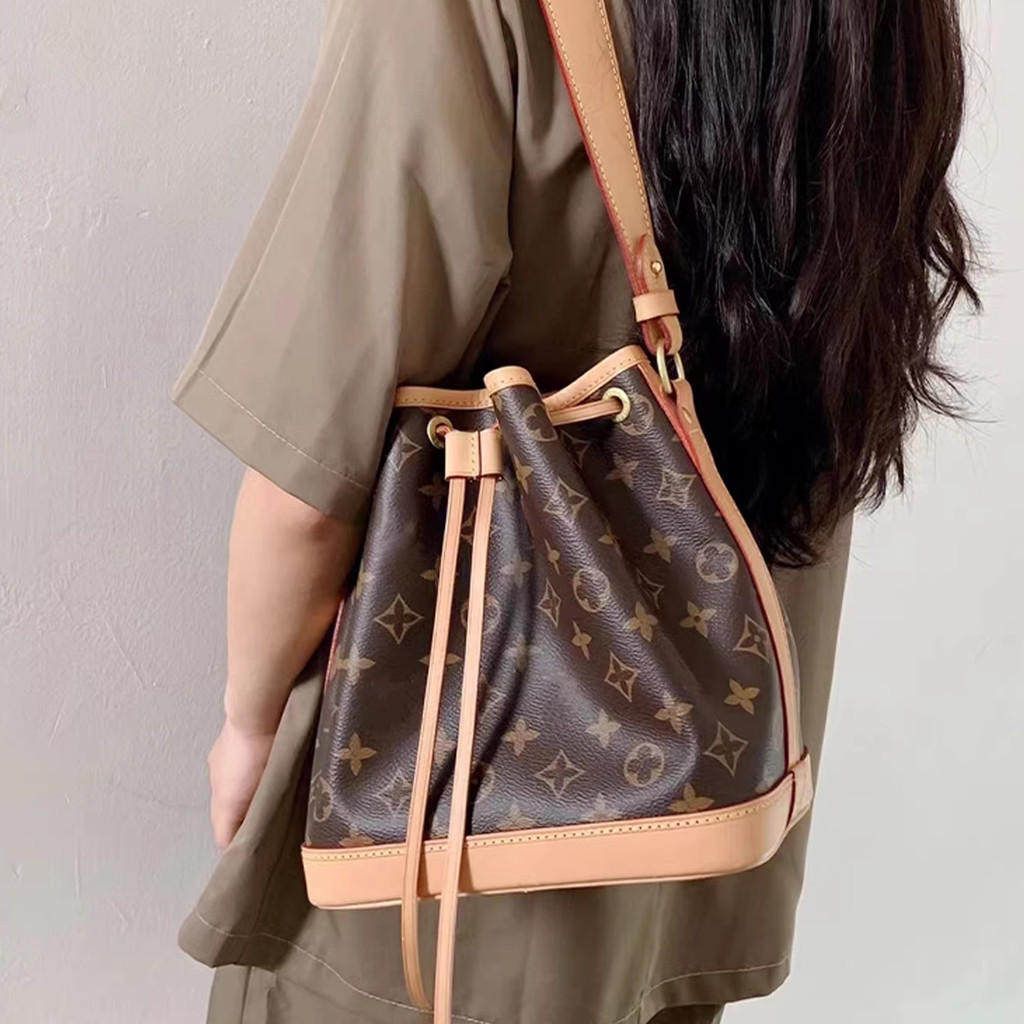 Leather Bag Straps Drawstring For LV Noe BB Nano Mini Petit Bucket Bags Slide Lock Buckle Tension