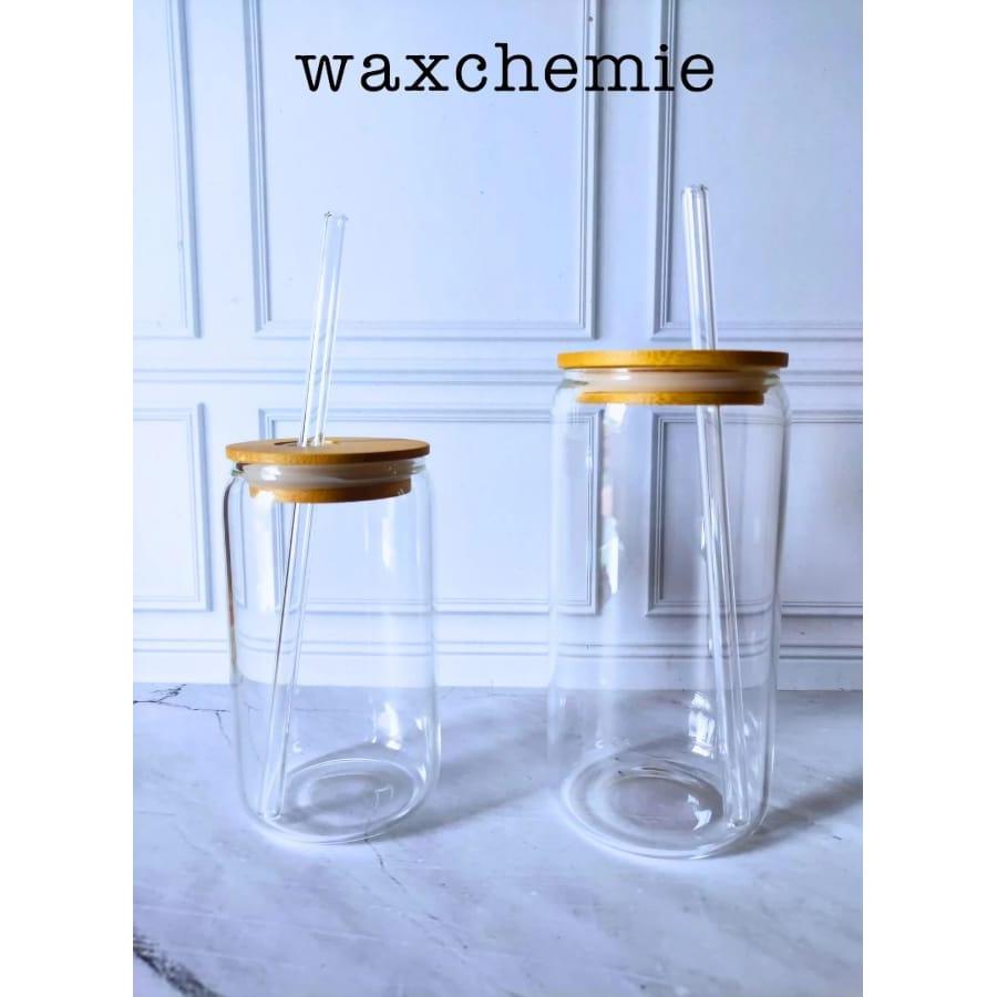 Vicenza Luminarc - 1 Set Tumbler Sedotan Kaca Tutup Kayu / Gelas Kafe / Gelas Resto