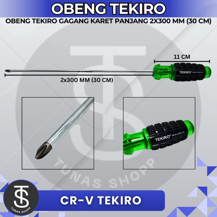 Obeng Plus (+) / Obeng Kembang Magnet Tekiro 2x300mm Obeng Tekiro 30cm Gagang Karet Premium