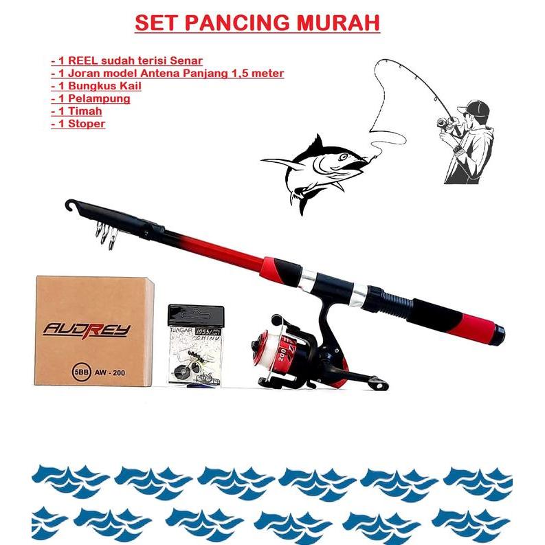Maguro - Paket 1 Set Pancing Lengkap Pemula Dengan 6 Bearings Kekuatan Hingga 5 Lbs Alat Joran