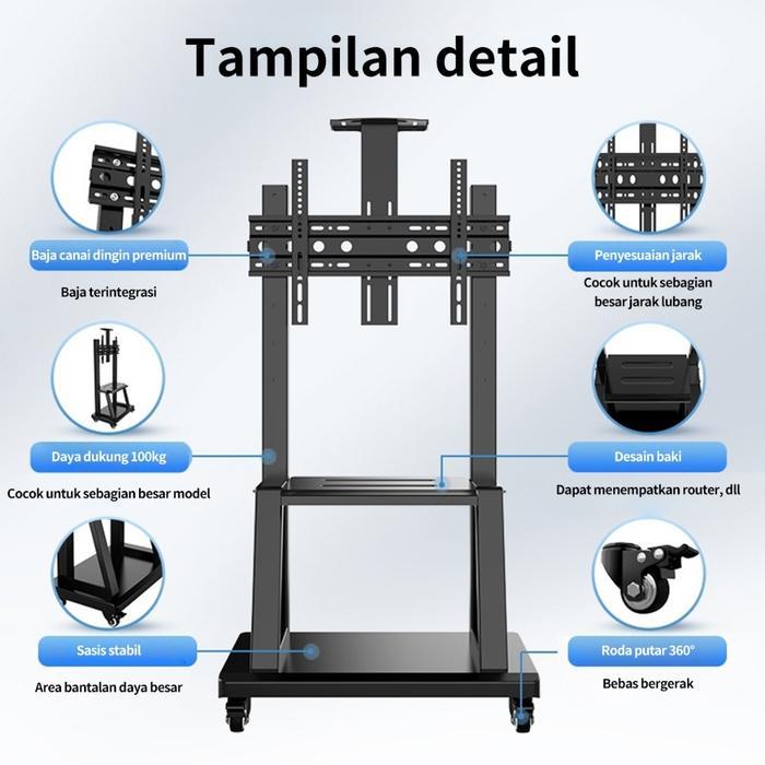 Bergerak Bracket Standing Tv 32-85 Inch Tv Berdiri Stand Universal Dapat Disesuaikan Led Tv Stand