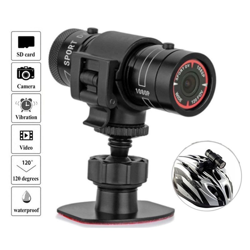 ABMF-F9 Mini Sports Camera 1080P 200W Outdoor Riding Motorcycle Helmet Sports DV Camera Video