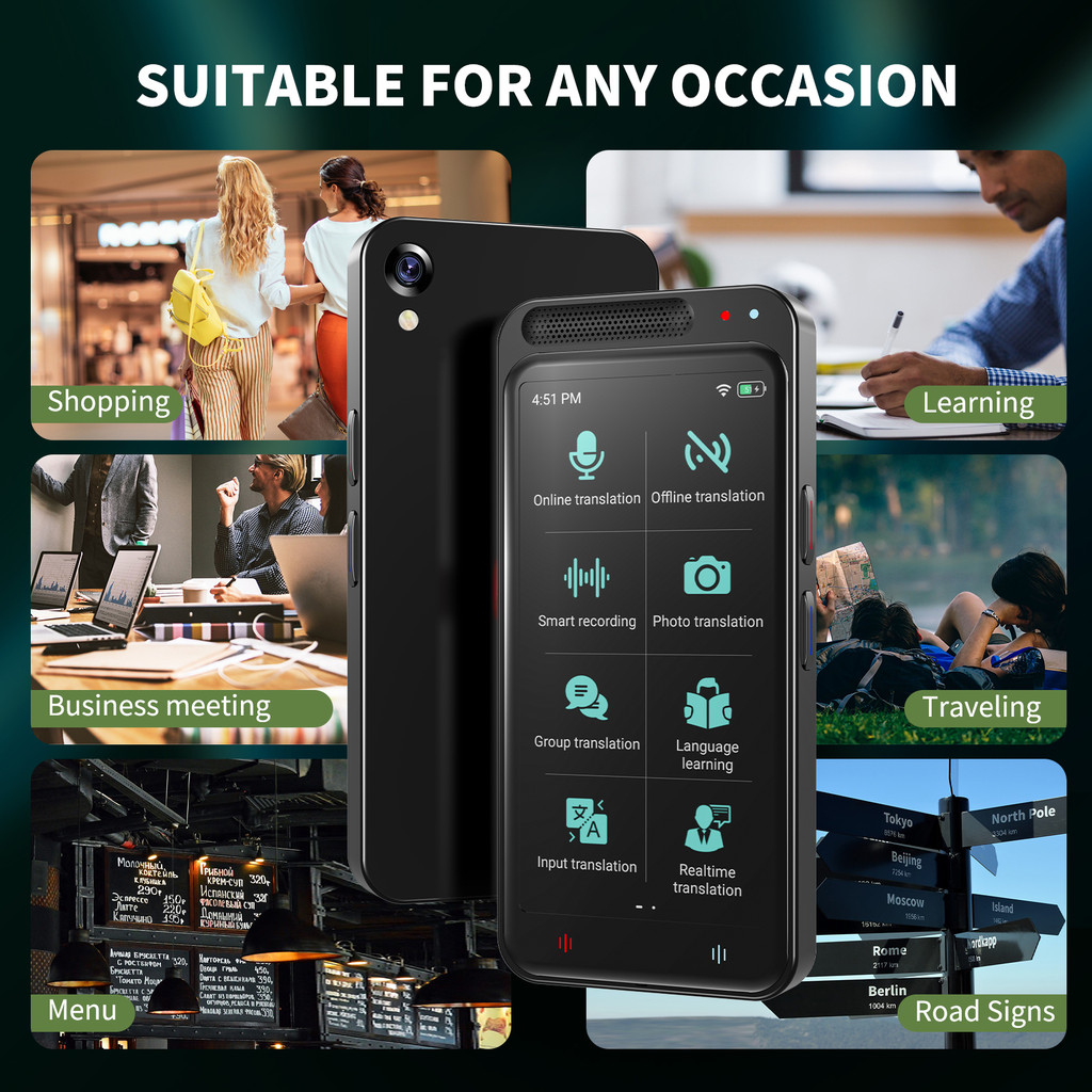 Z6 Portable Voice Translator 139 Languages Real-time Translation 4.1 inch Smart Instant Translator