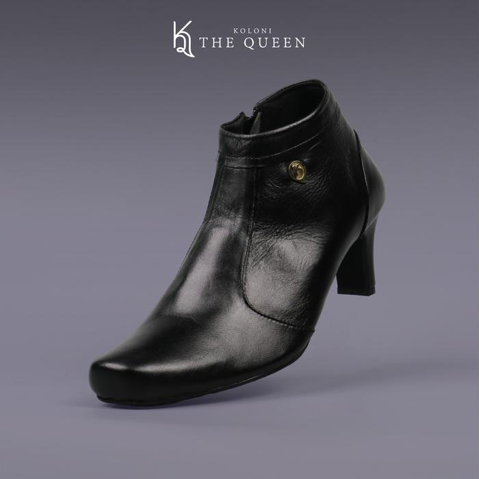 Indonesia Boots Wanita Sepatu Boots Wanita Kulit Sapi Hitam Handmade - Ukuran 36 Boots Wanita K922 K