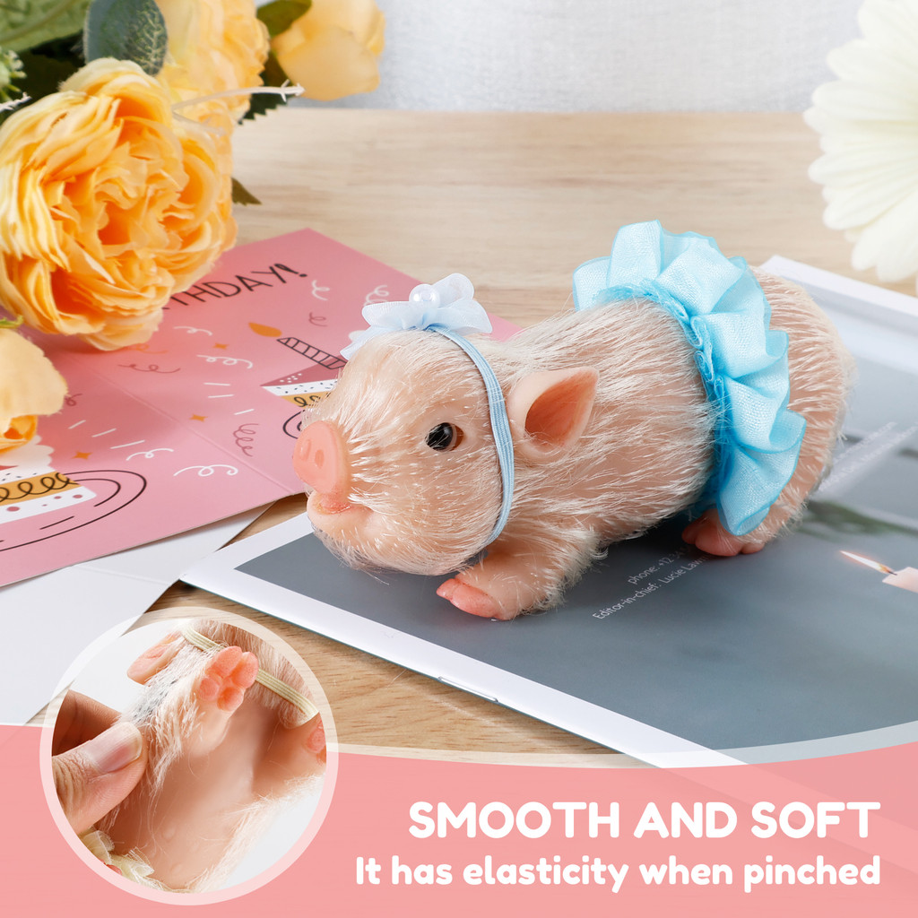 5In Silicone Pig Doll Toy Mini Soft Lifelike Silicone Pig Doll Cute Newborn Interesting Full