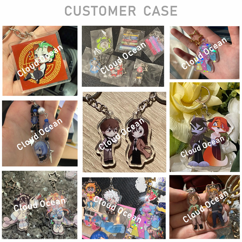 Custom Acrylic Keychains Cartoon Logo Key Chains Photo Customized Anime Charms Hologram Clear