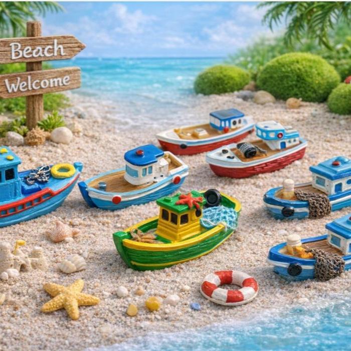Hiasan Aquarium Kapal Perahu Nelayan / Ornamen Akuarium Miniatur Kapal Tradisional
