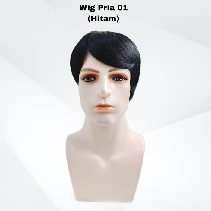 wig cowo/wig pendek/wig pria/wig korea wolf cut/wig 01 - hitam