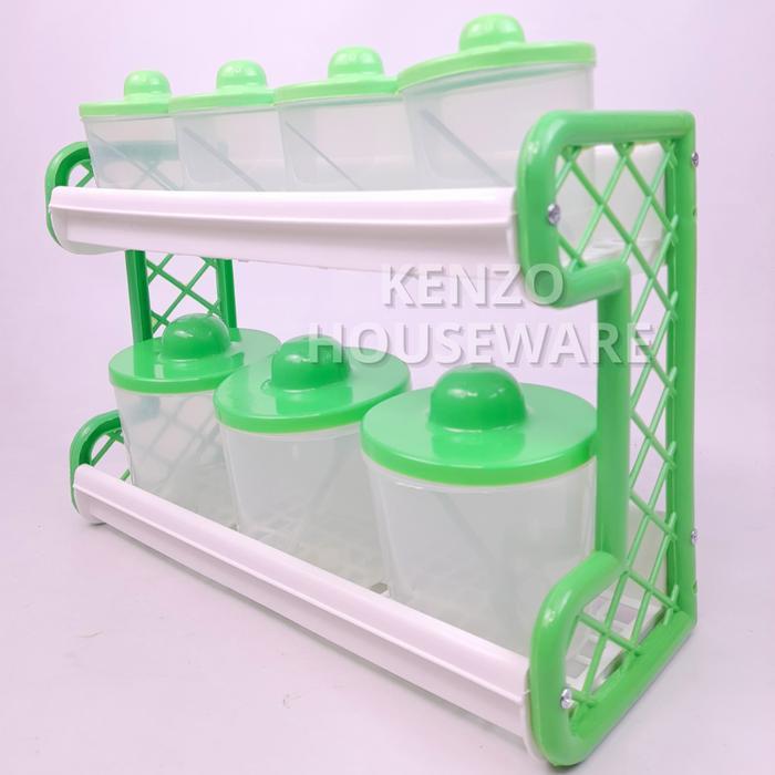 Tempat Kotak Bumbu Dapur Set Sekat Plastik Wadah Bumbu Garam