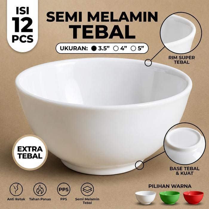 [12 pcs] Mangkok Melamin Kecil Nasi Sop Prasmanan Kuah Semi Melamin Kobokan