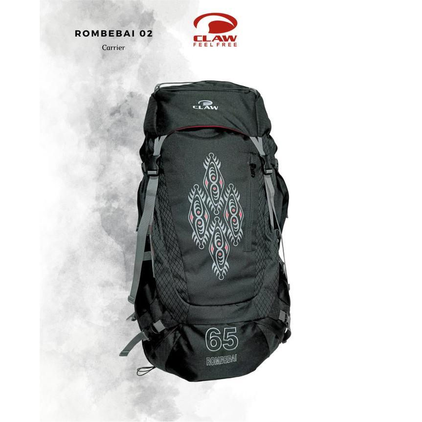 Tas Gunung Carrier 65L Claw Rombebai 02 Backpack - Hitam