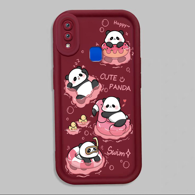 Casing Hp untuk VIVO Y91 Y91i Y93 Y93s Y95 Case Panda yang sedang berenang Kasing  silikon Cesing  S