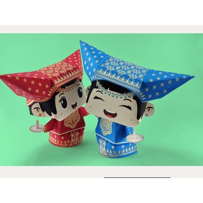 TERMURAH TARI DAERAH LILIN ISI 2PC MINANGKABAU SUMATERA BARAT PAPERCRAFT MINIATUR SEJARAH WARISAN