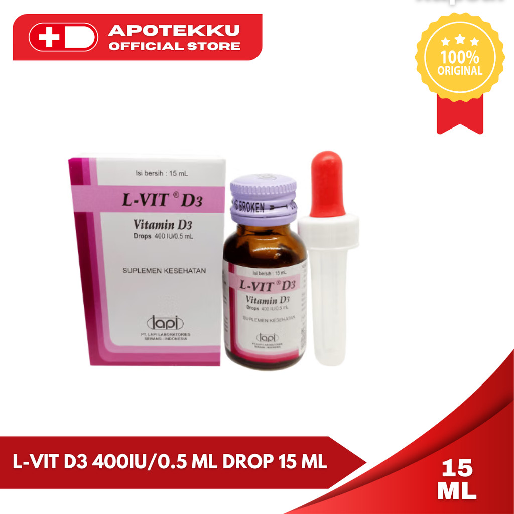 L-Vit D3 Drop 400IU 15ml Vitamin D3 Cair Anak & Bayi
