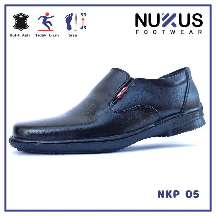 Pantofel Pria Trepes Sepatu Pantofel Pria Trepes Kulit Hitam Lancip Sol Karet - NKP 05 - Hitam, 40 T