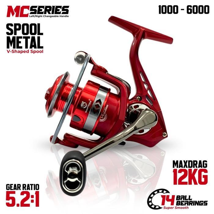 Maguro - Paket Set Joran Pancing Laut Serat Carbon Action Medium + Reel Pancing Spinning Mc Series