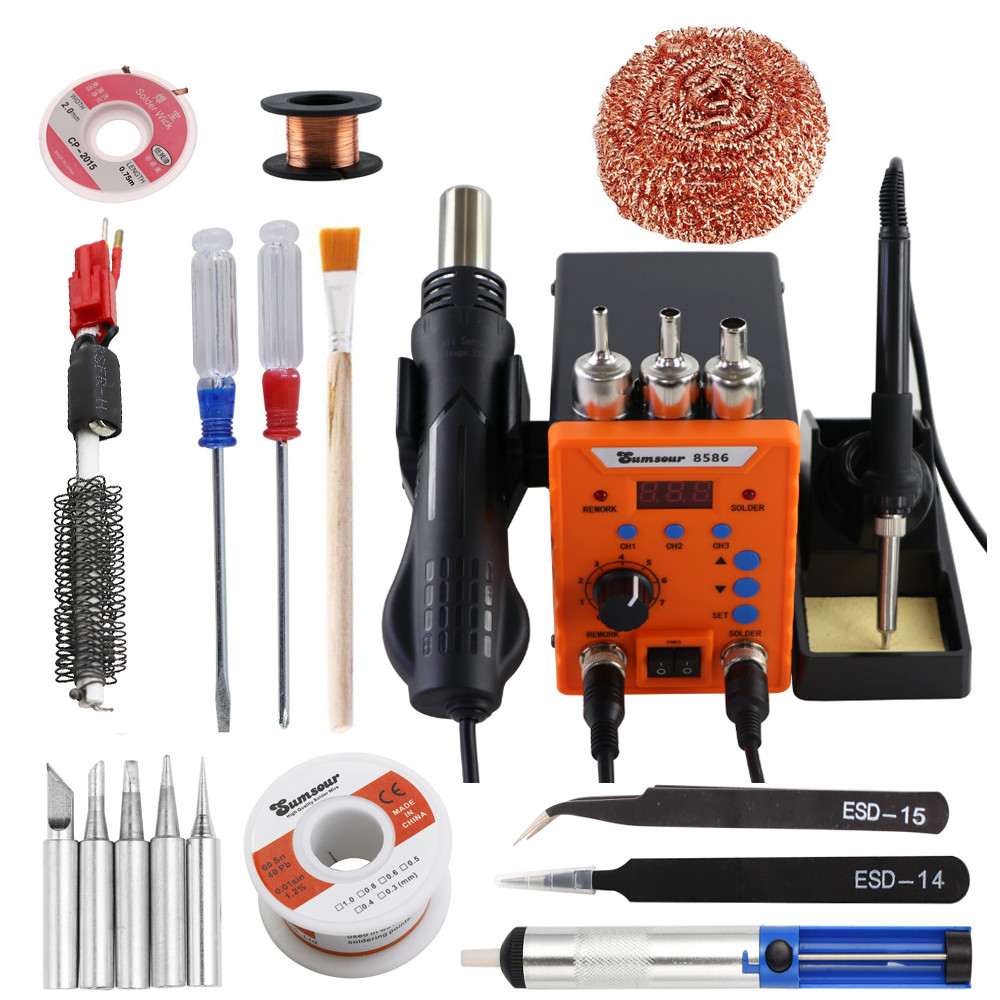 8586 700W Soldering Station 2 in1 Digital Display Rework Welding Station Kit Electric Soldering Iron