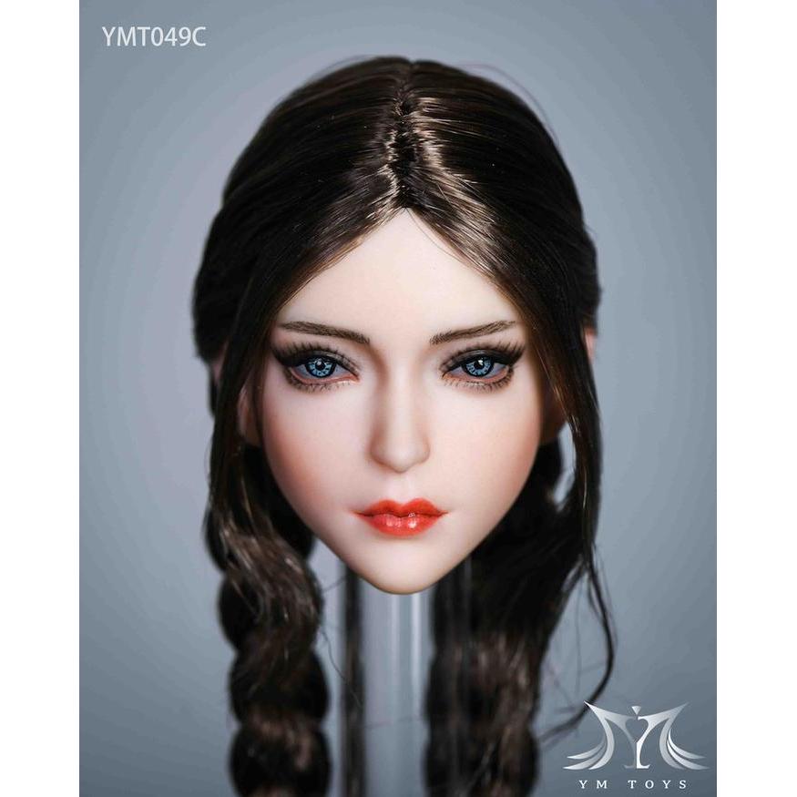 HOT SALE YMTOYS YMT049 1/6 GIRL MAKEUP HEAD SCULPT BLUE EYES FIT 12'' SUNTAN FEMALE PHICEN ACTION