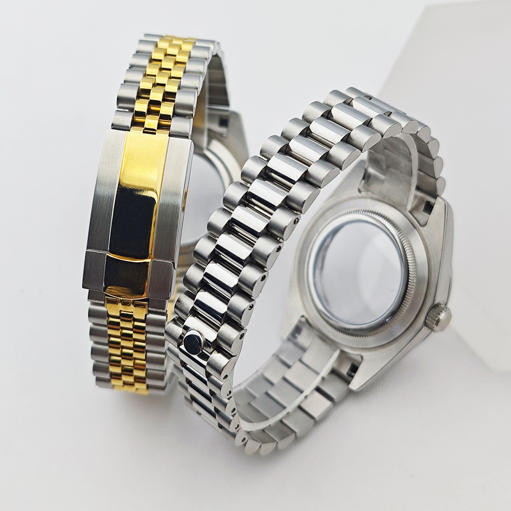 NH35 Case 36mm/41mm silvery/Gold Luxury Men's Steel Case Fit NH35 NH36 Movement Case Sapphire Glass